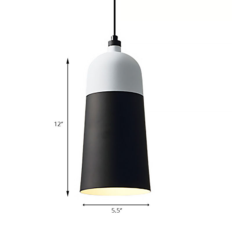 Luminaire suspendu en forme de dôme en métal 1 lumière de suspension simple moderne en noir et blanc