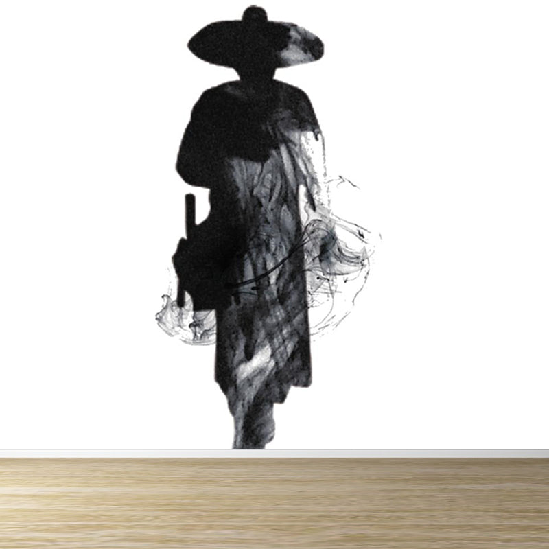 Black Swordsman Mural Decal for Decoration Contemporary Living Room Wall Covering