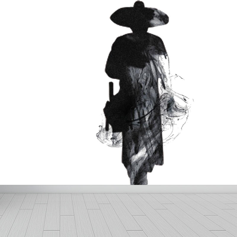 Black Swordsman Mural Decal for Decoration Contemporary Living Room Wall Covering