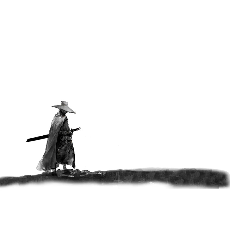 Non-Woven Ornamental Wall Mural Modern Swordsman Pattern Wall Covering for Rest Room