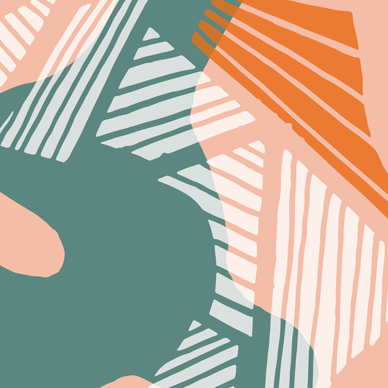 Modern Abstract Graphic Mural Non-Woven Textured Stain-Proof Soft Color Wall Art for Bedroom