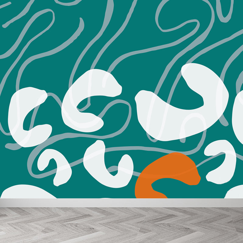 Modern Abstract Graphic Mural Non-Woven Textured Stain-Proof Soft Color Wall Art for Bedroom