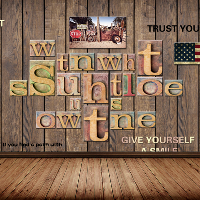 Industrial Metal Look Wallpaper Mural Non-Woven Waterproof Dark Color Wall Art for Room