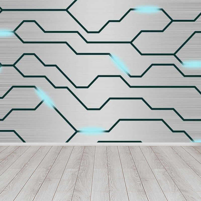 Industrial Metal Look Wallpaper Mural Non-Woven Waterproof Dark Color Wall Art for Room