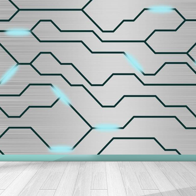 Industrial Metal Look Wallpaper Mural Non-Woven Waterproof Dark Color Wall Art for Room