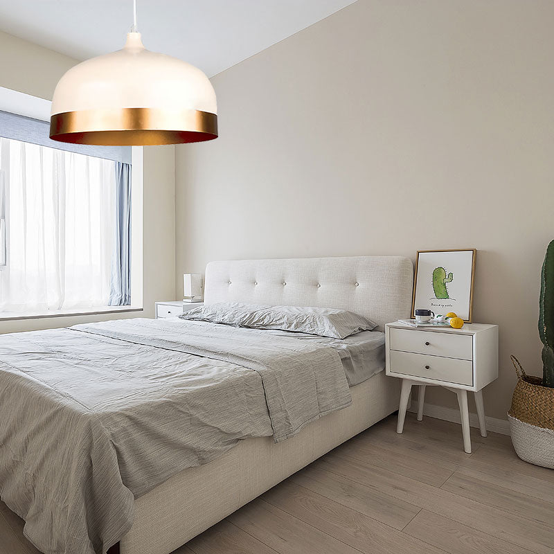 Moderne goudhangende lamp met koepelschaduw 1 kop metalen plafond hanglampje voor slaapkamer
