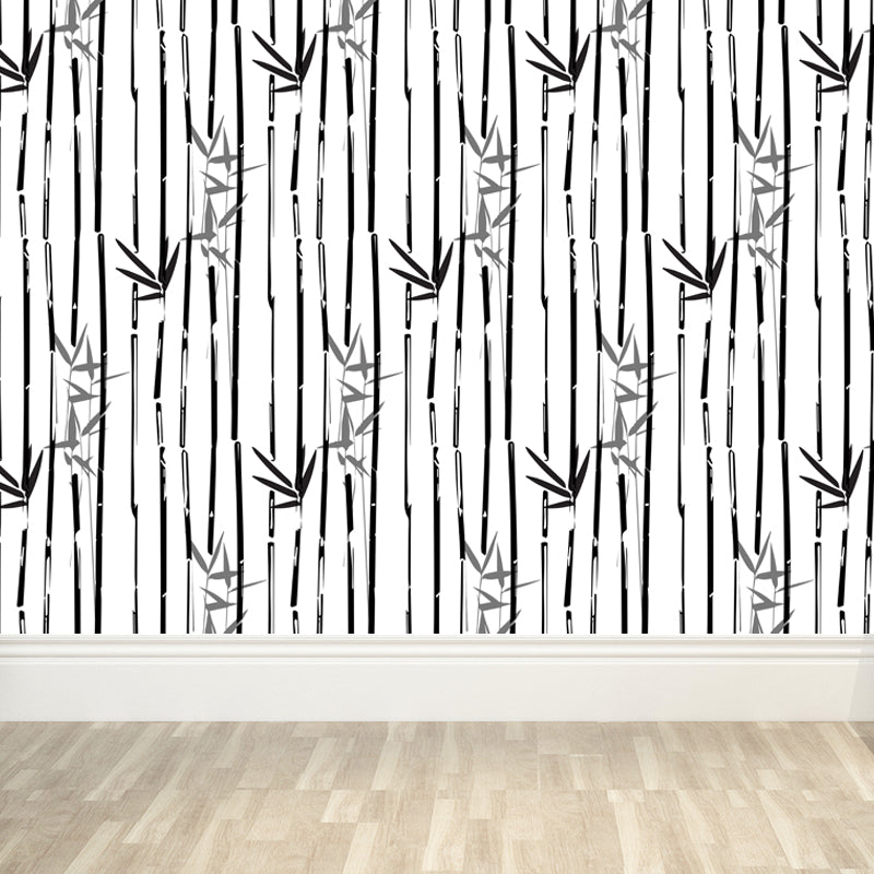 Stain-Proof Bamboo Wall Mural Non-Woven Textured Botany Wall Decor for Guest Room