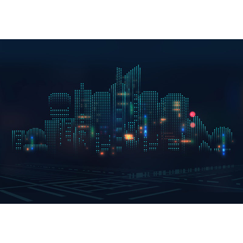 Contemporary City Building Mural Soft Color Stain-Proofing Wall Art for Dining Room