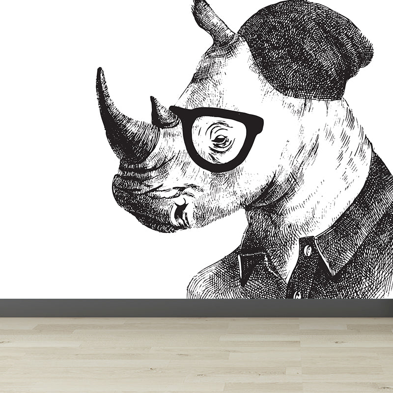 Illustration Animal Portrait Mural Wallpaper Large Wall Art for Boys Bedroom, Custom Print