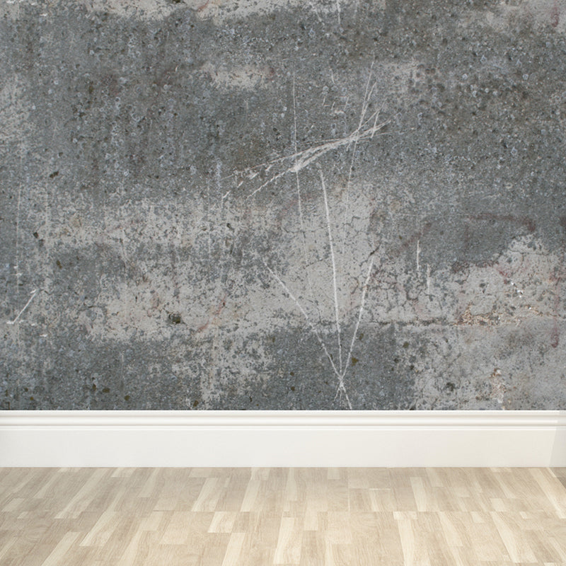 Large Iron Wallpaper Mural Industrial Style Nostalgic Metal Wall Decor in Dark Color