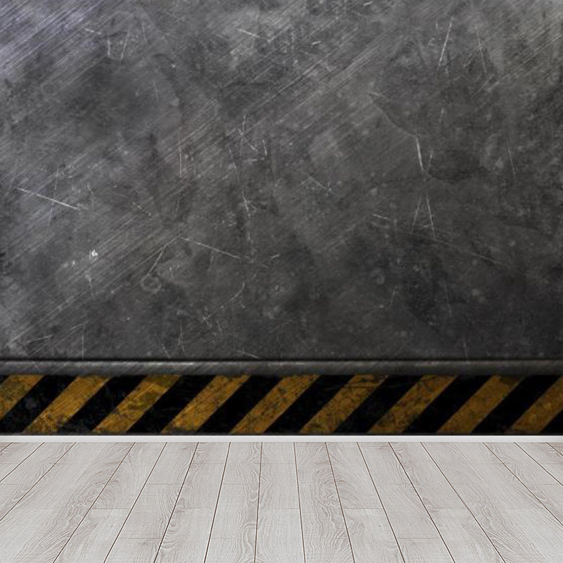 Large Iron Wallpaper Mural Industrial Style Nostalgic Metal Wall Decor in Dark Color