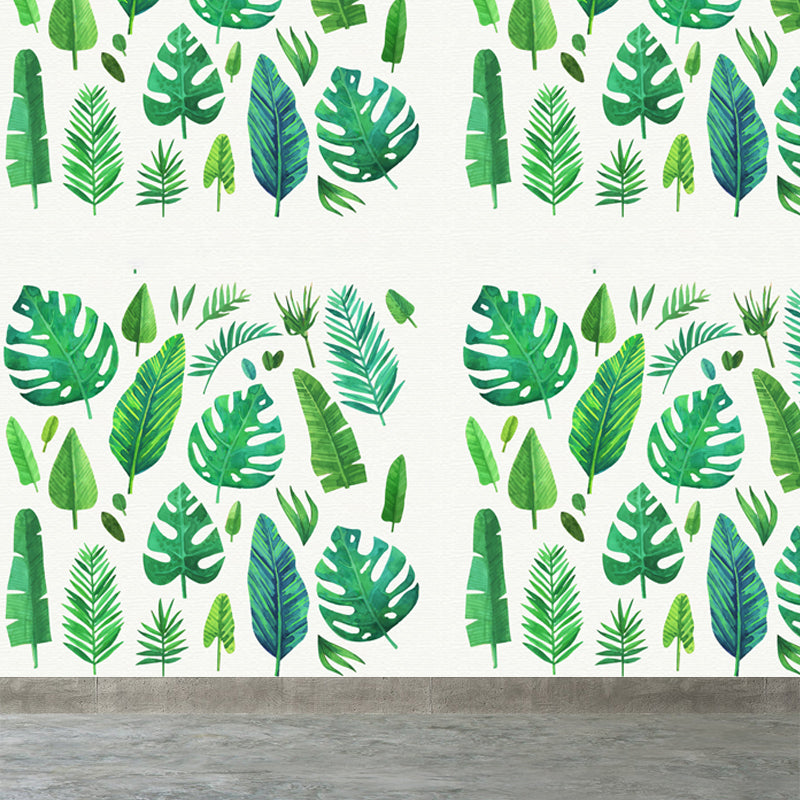 Stain-Proof Leaves Print Mural Tropical Non-Woven Wall Art, Custom Size Available