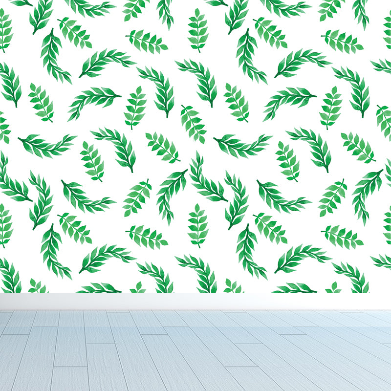 Stain-Proof Leaves Print Mural Tropical Non-Woven Wall Art, Custom Size Available