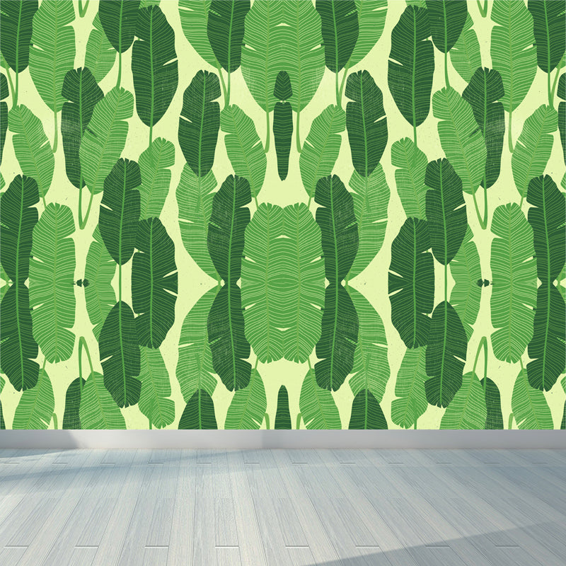 Stain-Proof Leaves Print Mural Tropical Non-Woven Wall Art, Custom Size Available