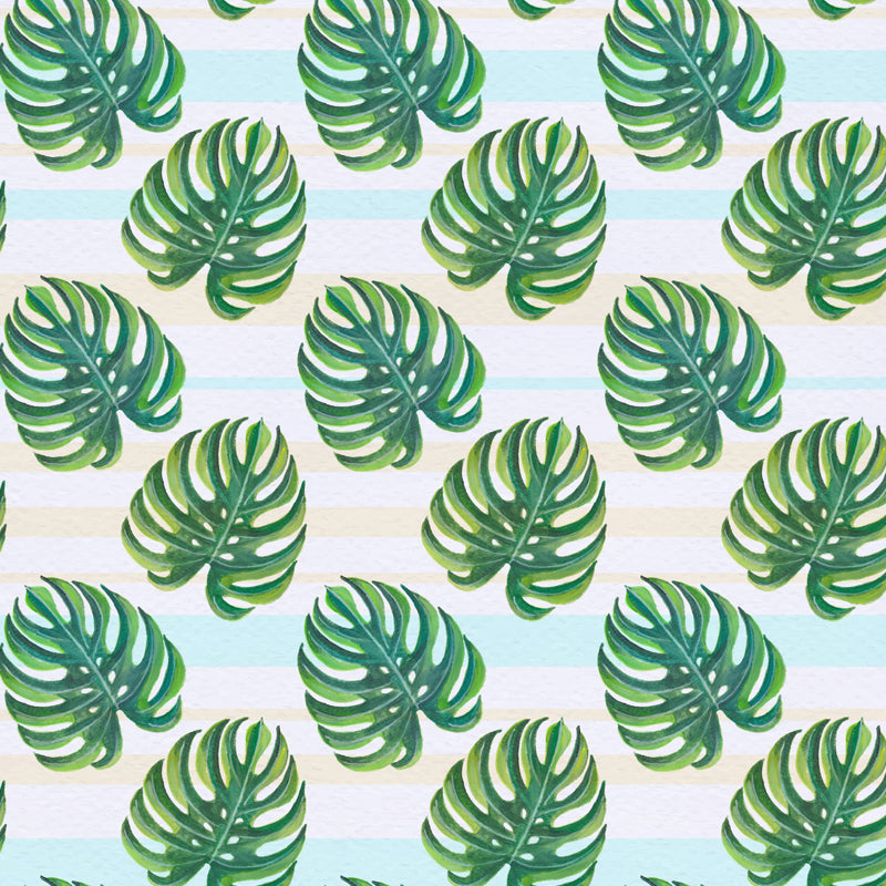 Stain-Proof Leaves Print Mural Tropical Non-Woven Wall Art, Custom Size Available