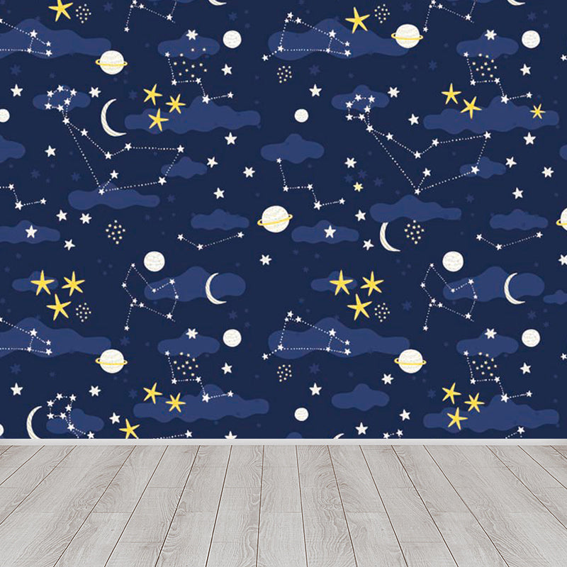 Light Color Outer Space Mural Decal Stain-Proof Contemporary Interior Room Wall Decor