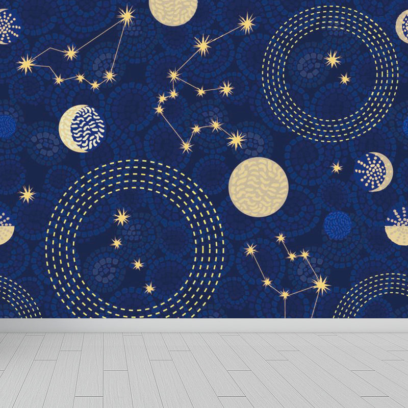 Pastel Color Modern Mural Wallpaper Universe Scenery Wall Covering for Guest Room