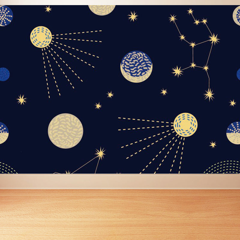 Pastel Color Modern Mural Wallpaper Universe Scenery Wall Covering for Guest Room