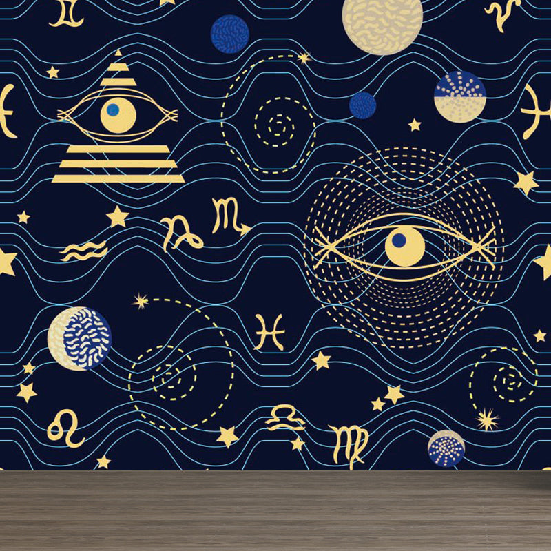 Pastel Color Modern Mural Wallpaper Universe Scenery Wall Covering for Guest Room