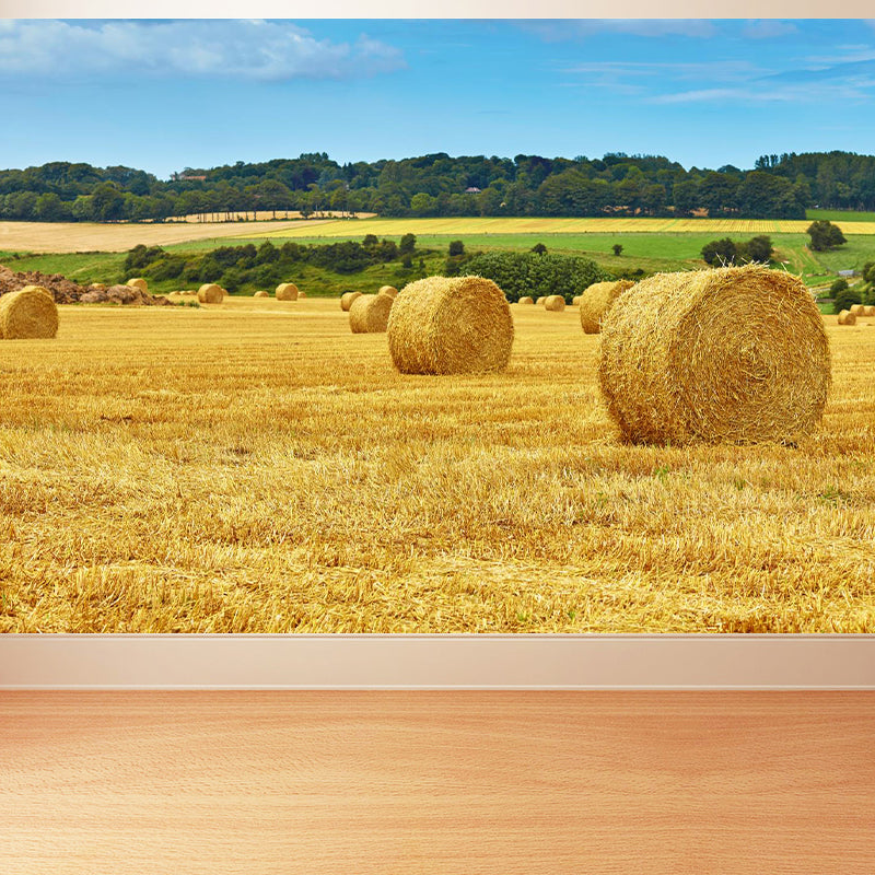 Huge Stalk Stubble Mural Decal Living Room Nature Scenery Wall Covering in Light Color, Waterproof