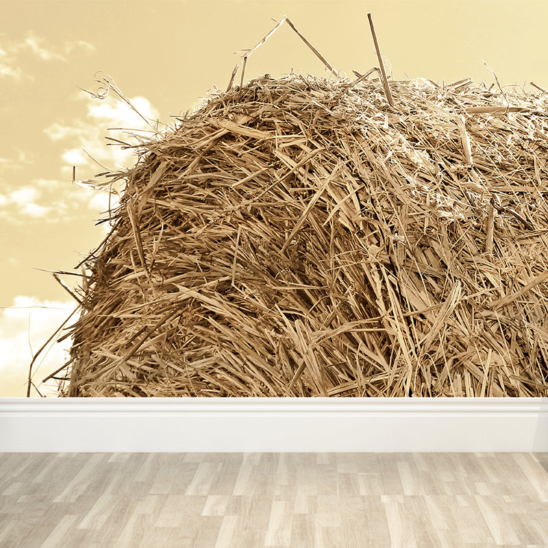 Huge Stalk Stubble Mural Decal Living Room Nature Scenery Wall Covering in Light Color, Waterproof