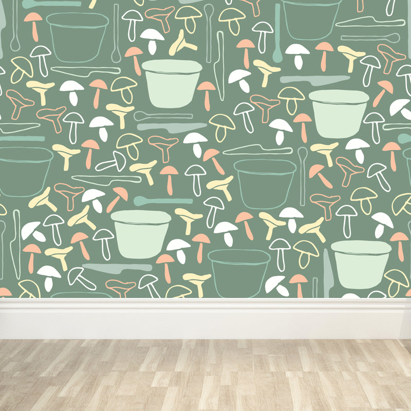 Kids Camping Patterned Mural Decal Soft Color Waterproofing Wall Art for Bedroom