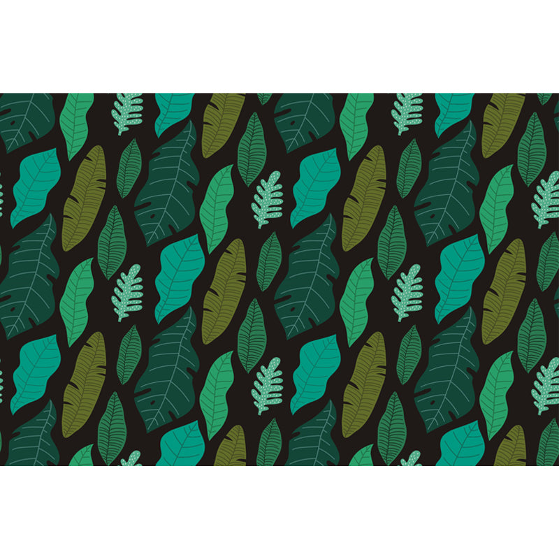 Leaves Print Mural Decals Tropical Non-Woven Textured Wall Covering in Pastel Color