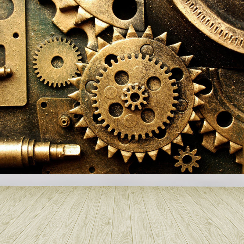 Photography Metal Gear Mural Wallpaper for Study Room, Pastel Color, Made to Measure