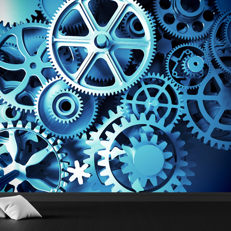 Photography Metal Gear Mural Wallpaper for Study Room, Pastel Color, Made to Measure