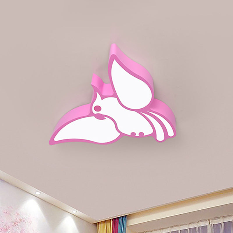 Acrylic Flying Parrot Flush Light Children Style Red/Pink/Blue LED Flush Mount Ceiling Fixture