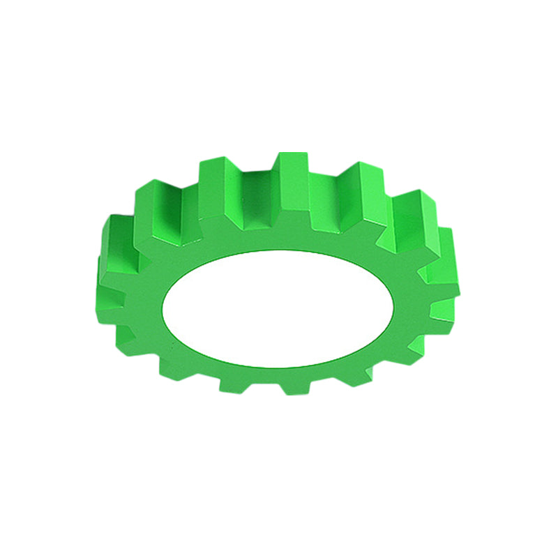 Gear Flush Lighting Kids Metallic Blue/Green LED Surface Mount Ceiling Light with Acrylic Shade