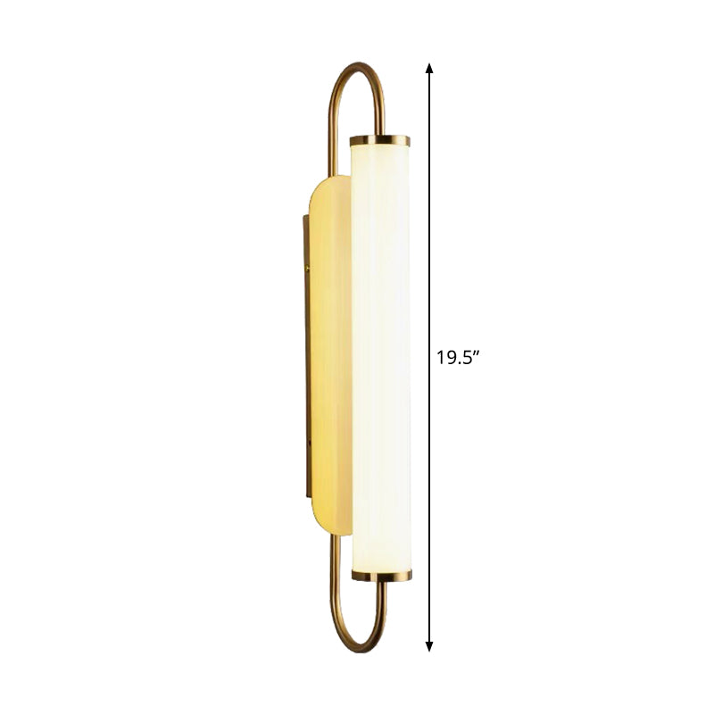 Oval Frame Wall Light Fixture Modern Metal LED Brass Wall Mounted Lamp with Tubular Opal Glass Shade