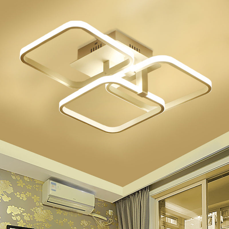Metalen 3-square semi-mount verlichting eigentijdse 3 koppen wit dicht bij plafondlamp armatuur