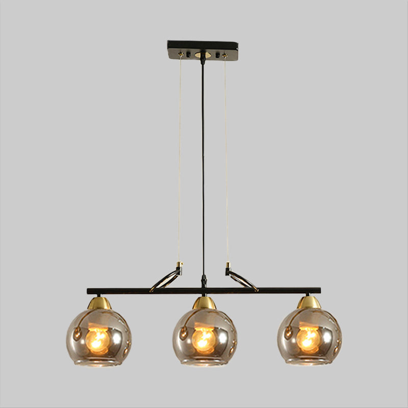 Sfera Idea di illuminazione dell'isola della sala da pranzo Idea trasparente/fumi vetro grigio 3 lampadine contemporanea lampada a sospensione contemporanea