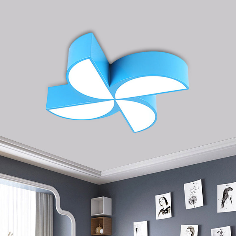 Windmill Baby Room Ceiling Mounted Lamp Acrylic LED Kids Flush Light Fixture in Red/Yellow/Blue