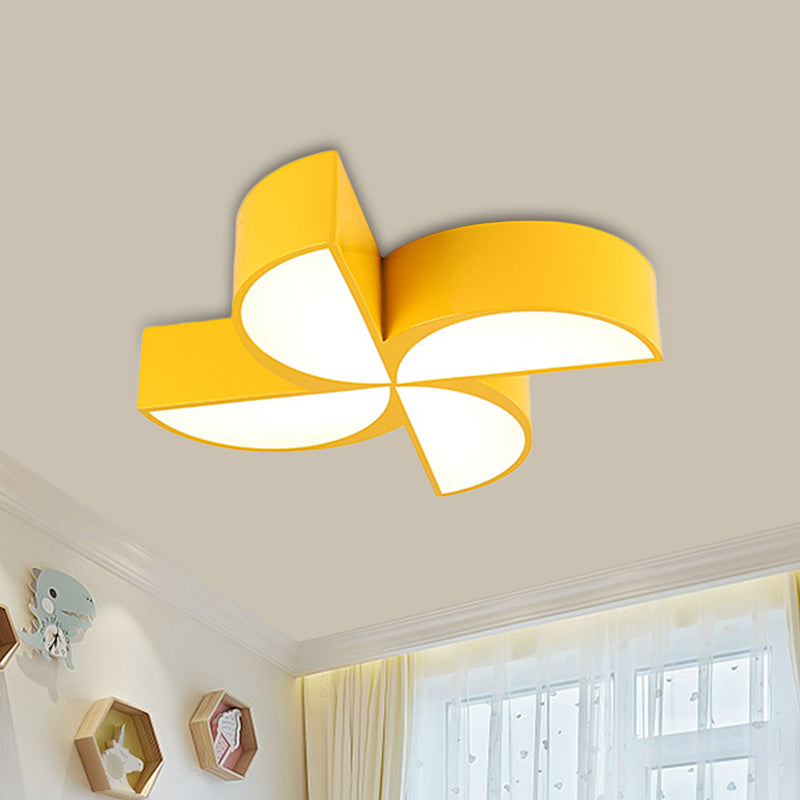 Windmill Baby Room Ceiling Mounted Lamp Acrylic LED Kids Flush Light Fixture in Red/Yellow/Blue