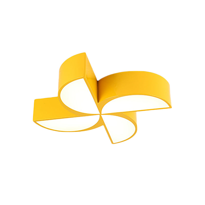 Windmill Baby Room Ceiling Mounted Lamp Acrylic LED Kids Flush Light Fixture in Red/Yellow/Blue