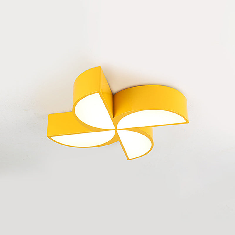 Windmill Baby Room Ceiling Mounted Lamp Acrylic LED Kids Flush Light Fixture in Red/Yellow/Blue