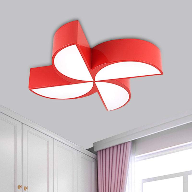 Windmill Baby Room Ceiling Mounted Lamp Acrylic LED Kids Flush Light Fixture in Red/Yellow/Blue
