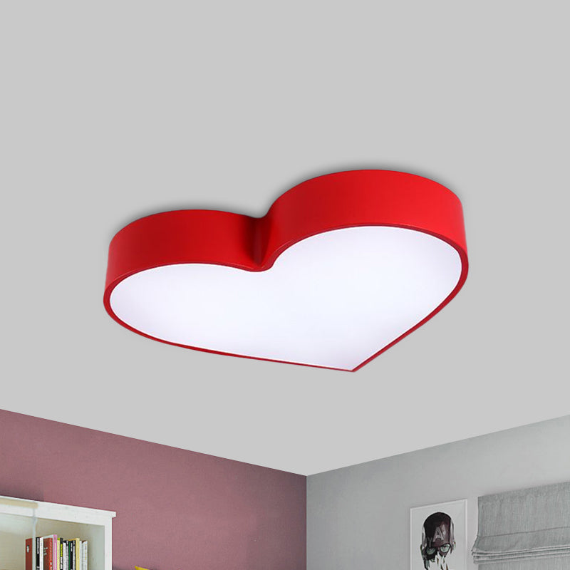 Loving Heart Acrylic LED Flushmount Lighting Children Red/Pink/Yellow Close to Ceiling Lighting Fixture