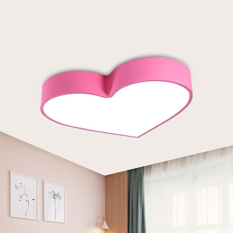 Loving Heart Acrylic LED Flushmount Lighting Children Red/Pink/Yellow Close to Ceiling Lighting Fixture