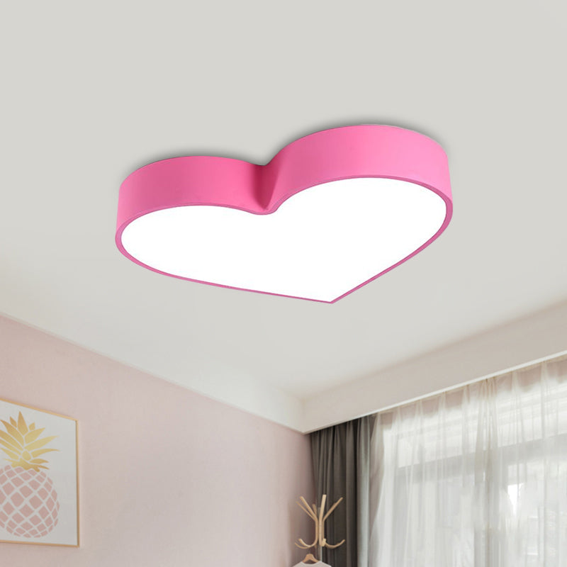 Loving Heart Acrylic LED Flushmount Lighting Children Red/Pink/Yellow Close to Ceiling Lighting Fixture