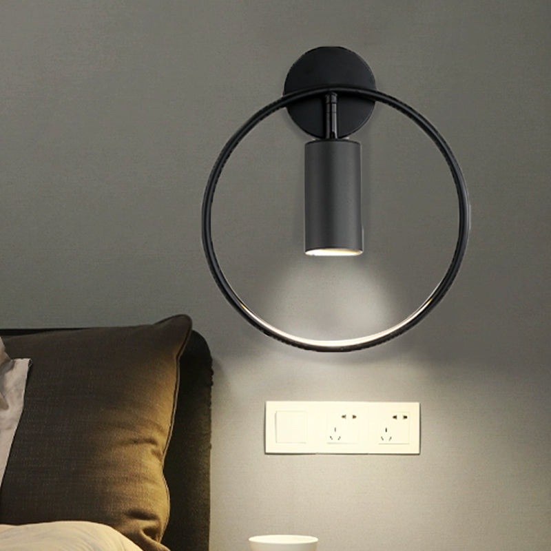 Metallic Ring Sconce Light Fixture Modernism Single Bulb Black/Brass Wall Mounted Lighting