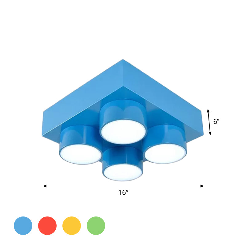 Bloc de construction LED plafonnier enfants acrylique rouge/jaune/bleu lampe encastrée pour chambre à coucher
