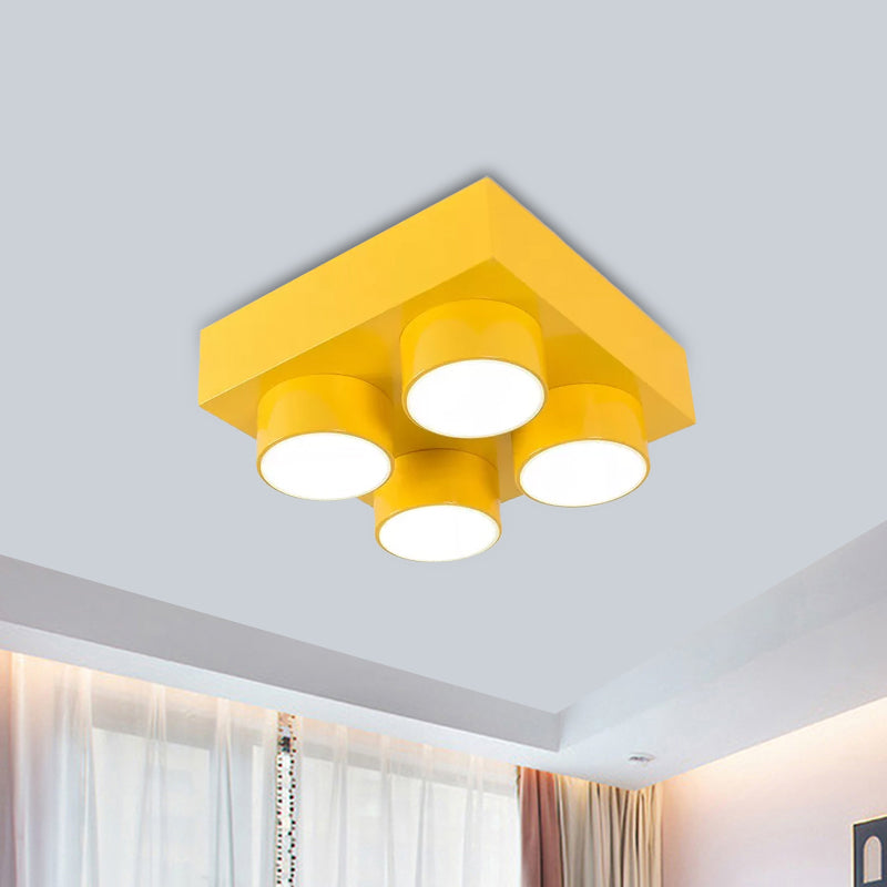 Bloc de construction LED plafonnier enfants acrylique rouge/jaune/bleu lampe encastrée pour chambre à coucher