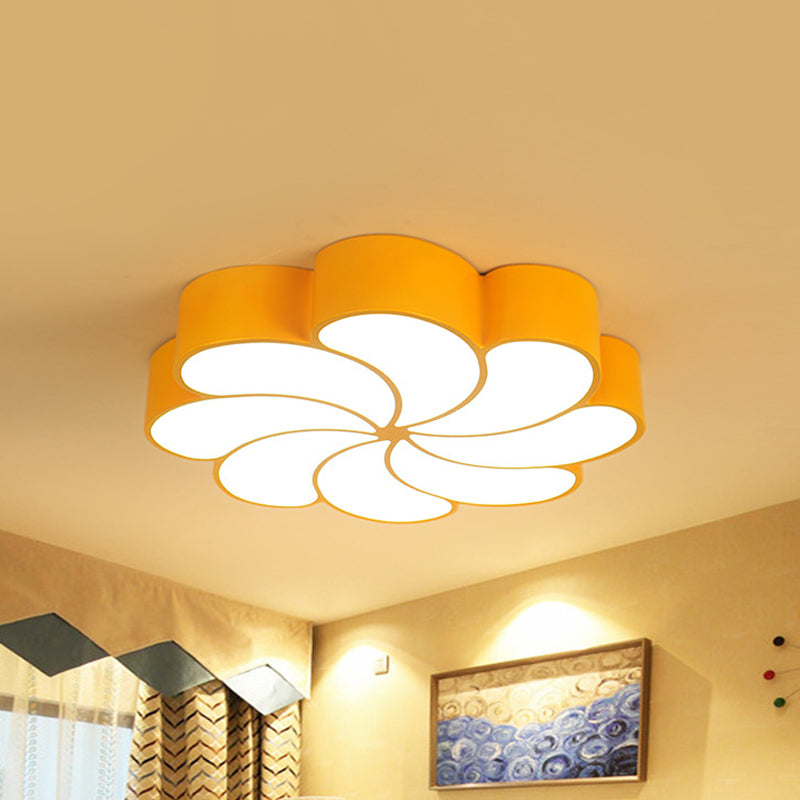 Acrylic Spiral Flower Flush Light Fixture Kids LED Flush Mount Lighting in Orange/Yellow