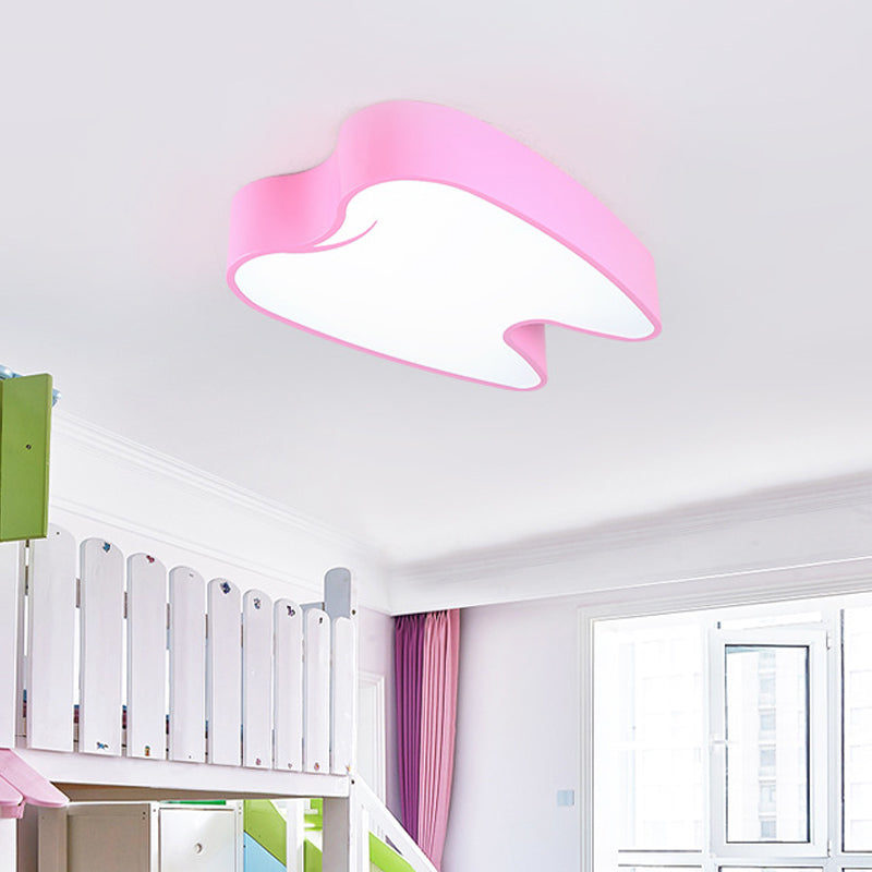 Tooth-Shaped Acrylic LED Flushmount Lighting Children Pink/Yellow Close to Ceiling Lamp
