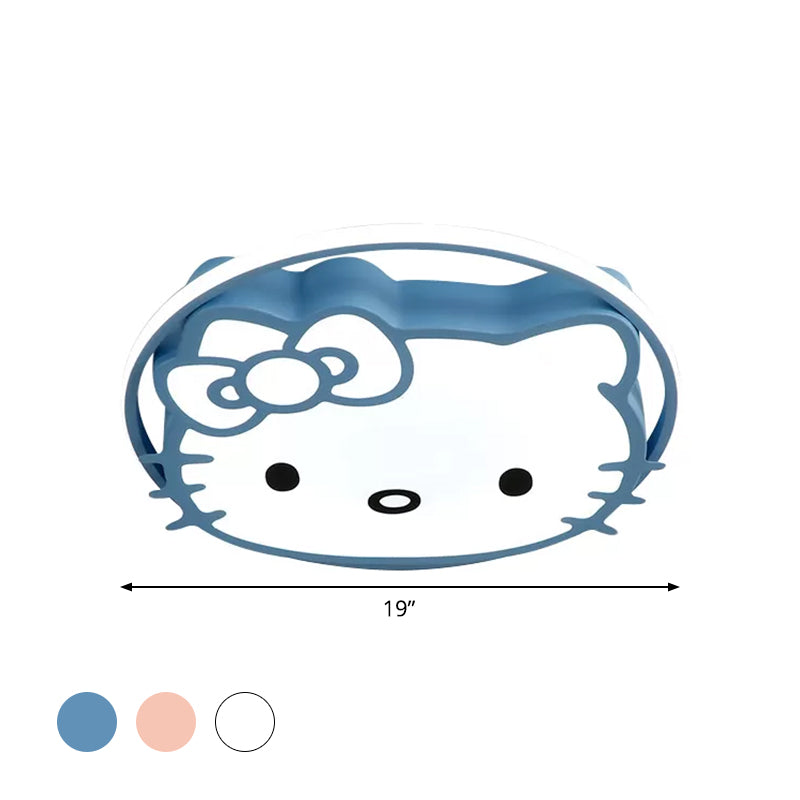 Plafonnier LED en forme de chat de dessin animé en acrylique pour enfants, lumière blanche/rose/bleue, lumière chaude/blanche