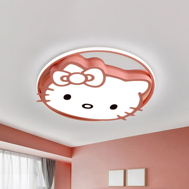 Plafoniera da incasso a LED per bambini in acrilico con gatto dei cartoni animati in bianco/rosa/blu, luce calda/bianca