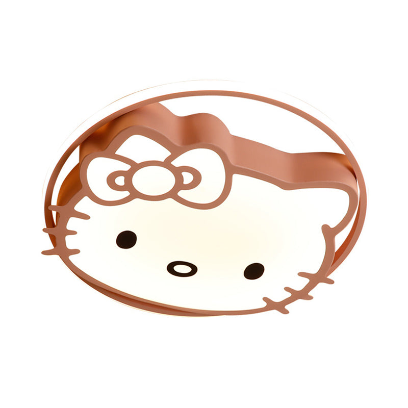 Plafoniera da incasso a LED per bambini in acrilico con gatto dei cartoni animati in bianco/rosa/blu, luce calda/bianca